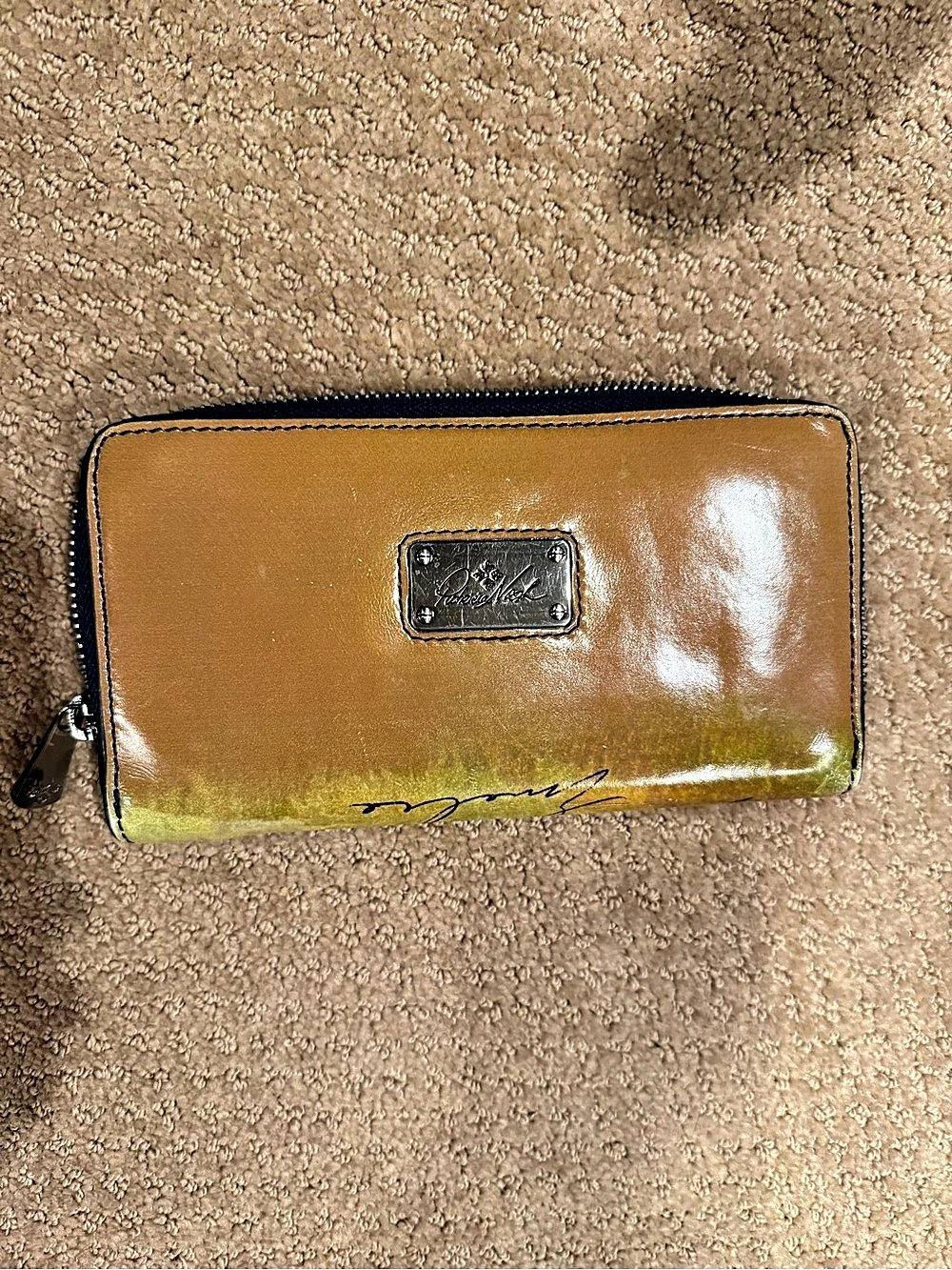 Patricia Nash Kensington Palace Zip Around Wallet in Brown & Blue